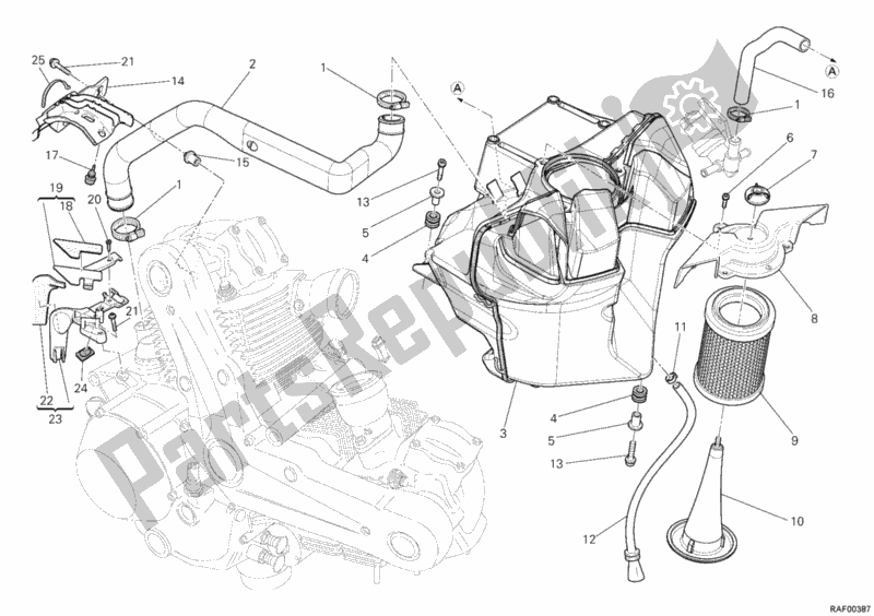 All parts for the Intake of the Ducati Monster 796 ABS USA 2012